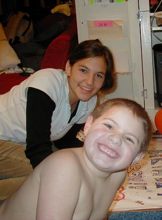 Cot� and Brian working on making their big surprise for Margy's birthday.
