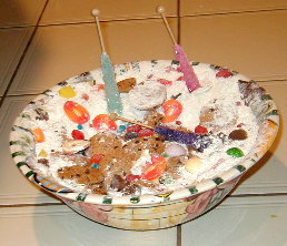 Cake? made with raw flour and sweet goodies