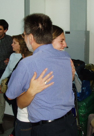 and a hug from her father