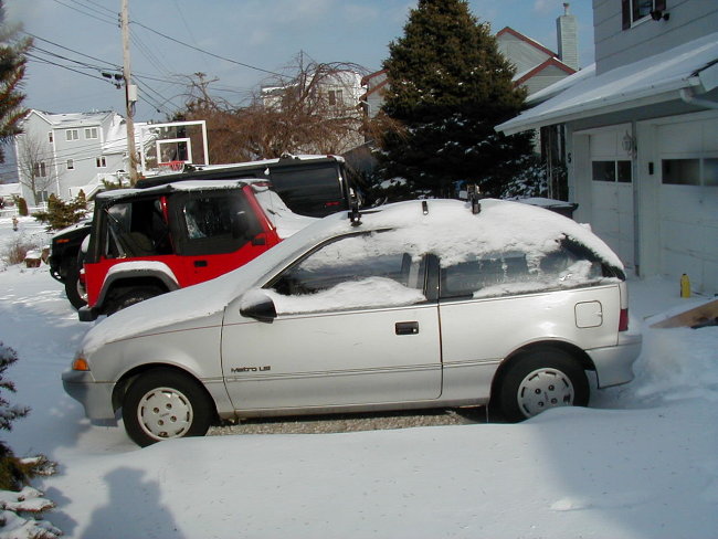 The car that Ray loaned her to use after a lesson in driving in snow & ice.